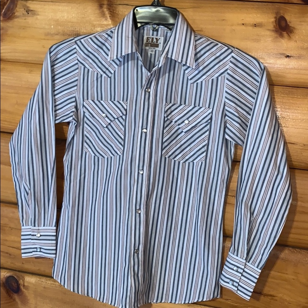 ELY Cattleman Long sleeve Boys Button Down Size 12